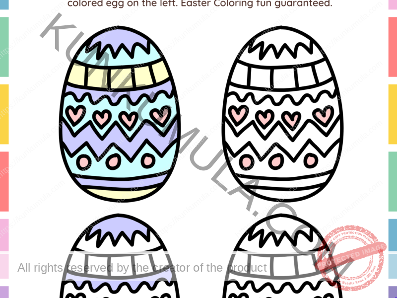 Easter Fun, Color the Three Eggs Like The Fully Colored Egg On The Left a one Page Book Kids Coloring
