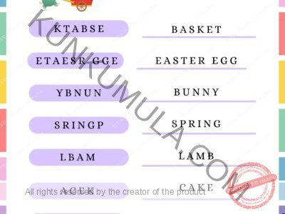 Easter Word Scramble Unscramble those Easter Words One Page Book In JPG