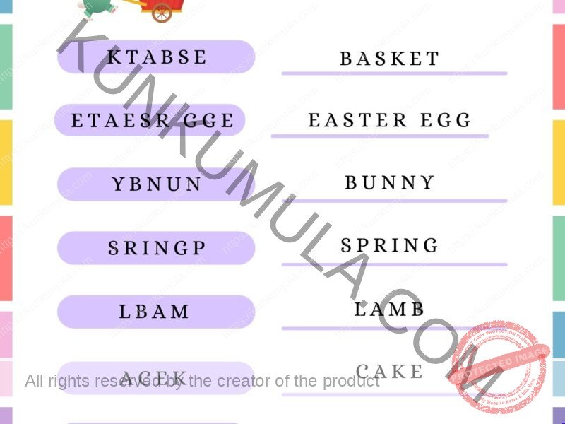 Easter Word Scramble Unscramble those Easter Words One Page Book In JPG
