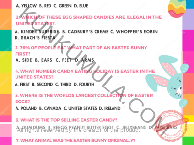 Easter Taivia | Questions One Page Kids Fun / Games