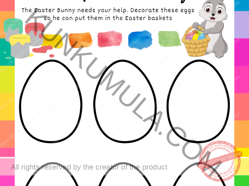 Easter Help The Bunny one book page for kids fun games