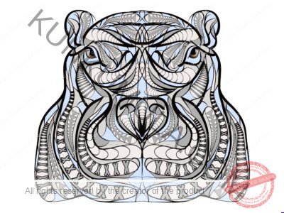 Ethnic Hippo Wild Life Animals Artwork | Artwork Ai-File| EPS | JPG | for T-shirts, hoodies, tote bags, wall art, stickers, mugs, Flames and more