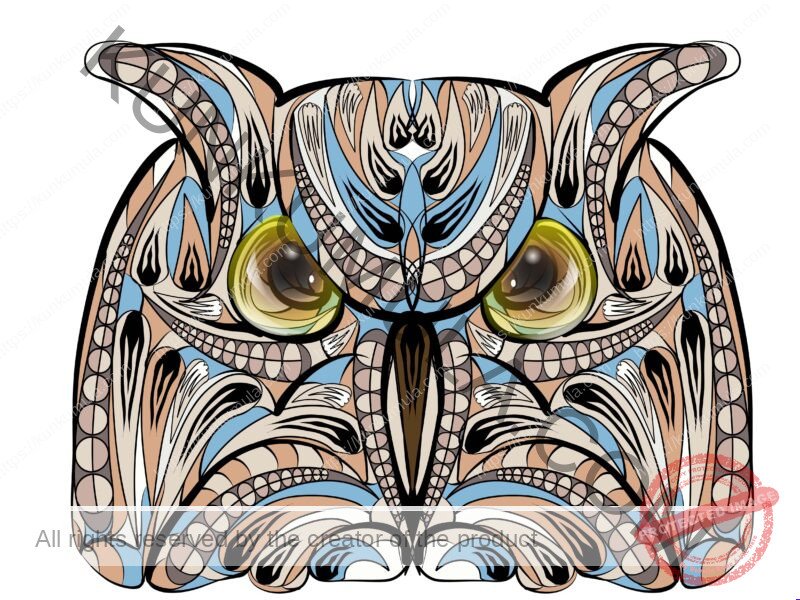 Ethnic Owl Head of a Wild Bird Artwork | Artwork Ai-File| EPS | JPG | for T-shirts, hoodies, tote bags, wall art, stickers, mugs, Flames and more