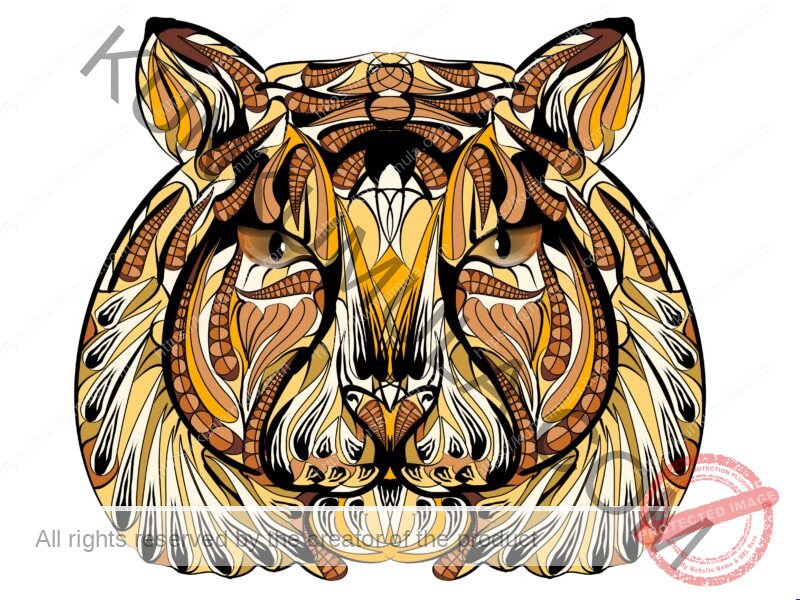Ethnic Tiger Head Artwork wild life animal Artwork | Artwork Ai-File| EPS | JPG | for T-shirts, hoodies, tote bags, wall art, stickers, mugs, Flames and more