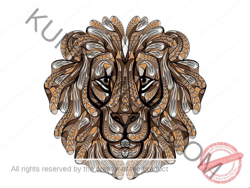 Ethnic lion a wild life animal head artwwork | Artwork Ai-File| EPS | JPG | for T-shirts, hoodies, tote bags, wall art, stickers, mugs, Flames and more